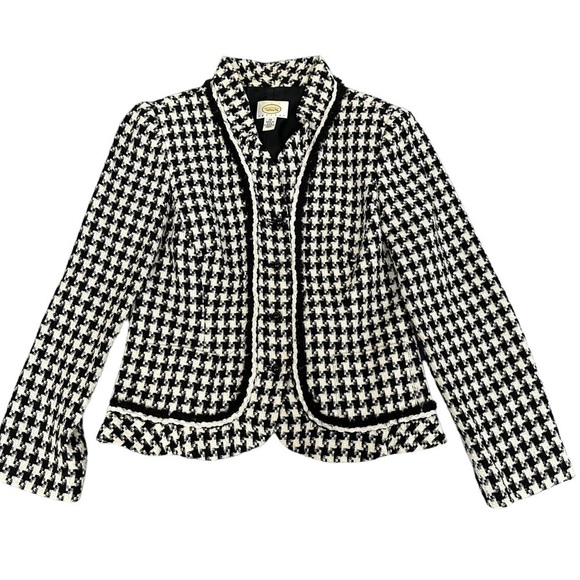 Talbots Houndstooth Black and White Check Blazer, size 10P - Picture 1 of 7
